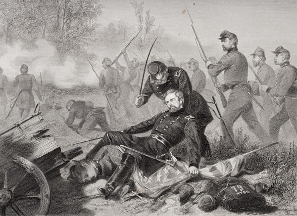 Death of General Isaac Stevens (1818-62) during the attack on Chantilly, Viriginia 1862