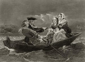 Lady Harriet Ackland on her way to visit the camp of General Gates, from 'Life and Times of Washington', Volume I,  1857