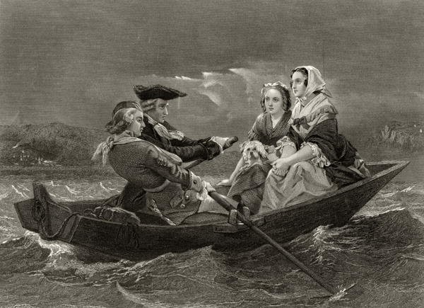 Lady Harriet Ackland on her way to visit the camp of General Gates, from 'Life and Times of Washington', Volume I, 1857
