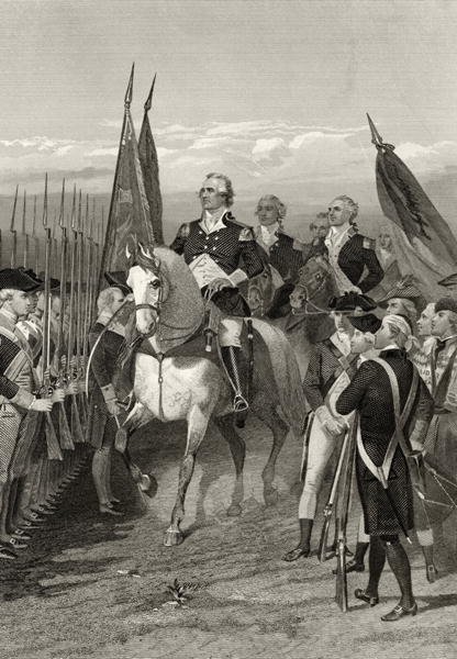 George Washington taking command of the Army, 1775, from 'Life and Times of Washington', Volume I,  1857